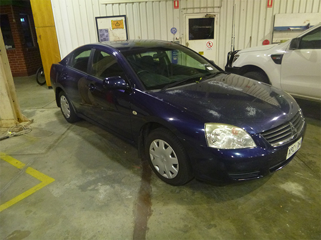 Dark blue 2005 Mitsubishi Magna 360 owned by missing Person Michael Modesti