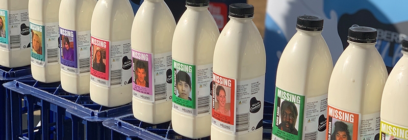 Canberra Milk bottles with missing persons profiles