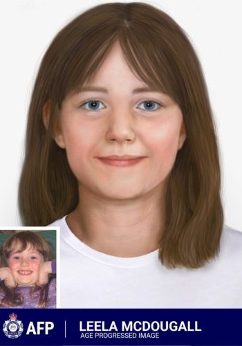 Age progressed image of Leela McDougall